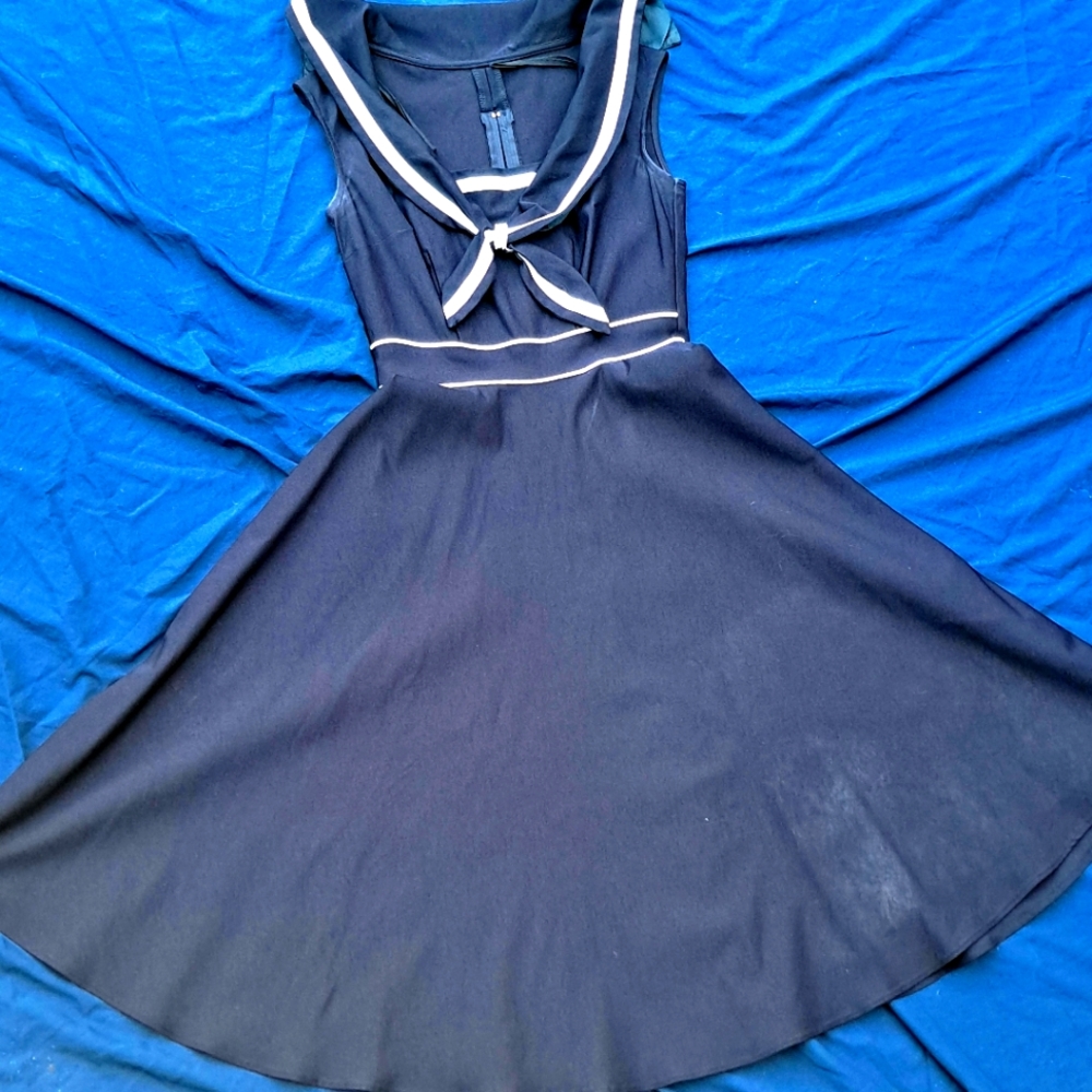 Nautical Sailor Swing Dress by Stop Staring Size Small, could use a little TLC